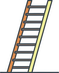 Simple stylized ladder with orange and yellow sides on black background
