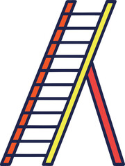 Simple stylized ladder with red and yellow supports on black background