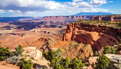 Panoramic view of a vibrant canyon landscape
