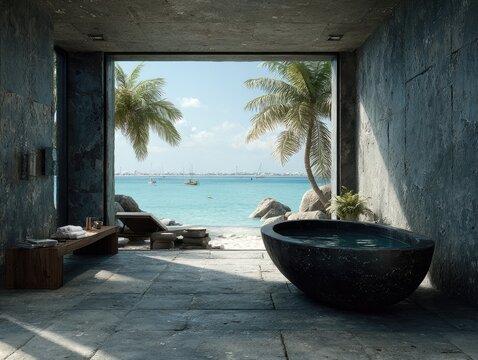 Beachfront bathroom, modern, rustic