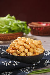 Salted Roasted Peanuts in Bowl Ready to Eat Snack Food