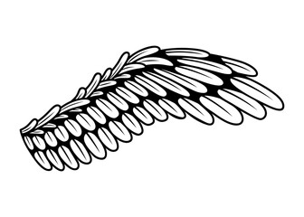 Wings sketch. Stylized birds wings. Hand drawn contoured stiker wing in open position. Vector design elements in coloring style