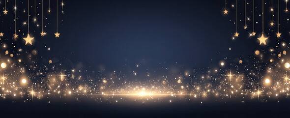 Golden stars and glitter on a dark background