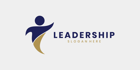 Leadership business logo design with abstract human figure