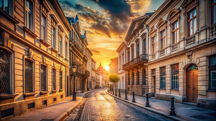 Fototapeta premium Warm-toned Minimalist Cityscape: Evoking Nostalgia & Cherished Memories