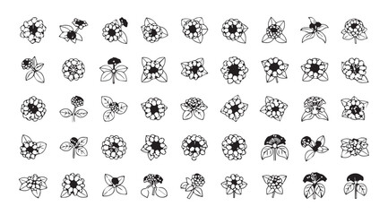 Collection of intricate abstract floral and organic shapes silhouette