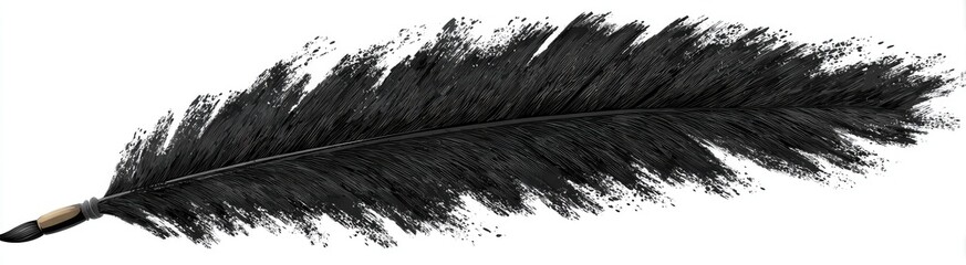 Obraz premium A single, full-length, black feather