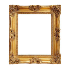 Ornate Golden Picture Frame with Intricate Design and Empty Space
