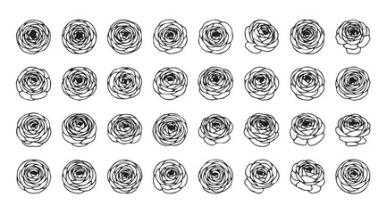 Collection of detailed fingerprint silhouettes for identification and security concepts