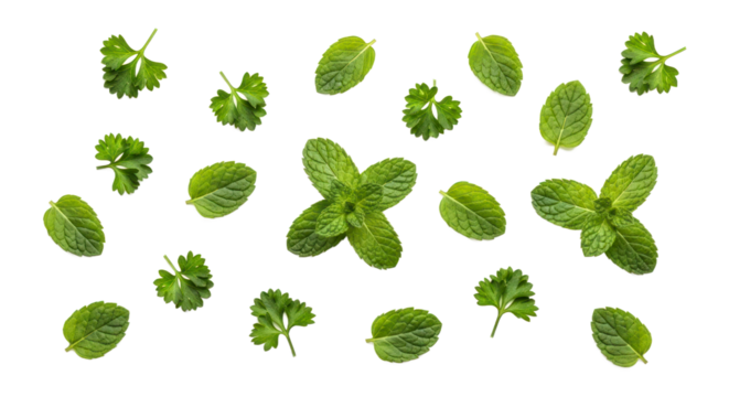 Fresh herbs pattern arrangement