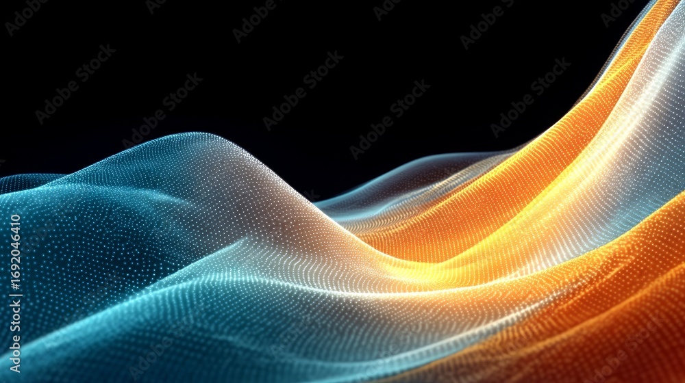 Aufkleber abstract data stream visualization with blue and orange waves showcasing technological innovation