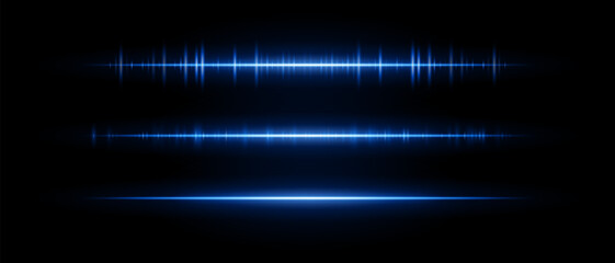 Audio beam set icon. Three glowing frequency bars with different intensity and rhythm. Suited for sound interface, tech visuals or music waveform design.
