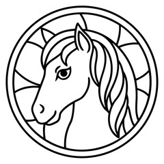 Horse Mandala Outline Vector Illustration