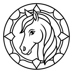 Horse Mandala Outline Vector Illustration