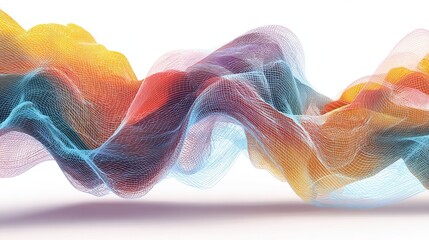 Fototapeta premium Abstract, colorful, flowing, mesh-like forms against a plain white background