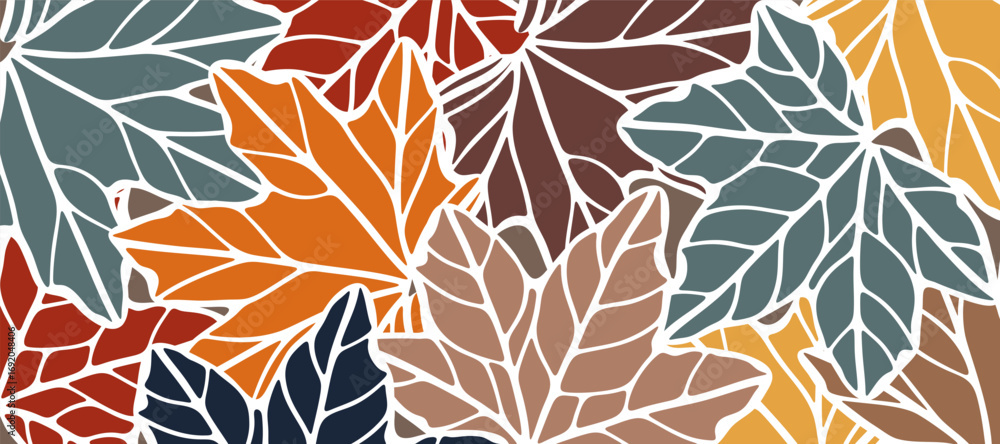 Poster autumn vector abstract design with maple leaves.