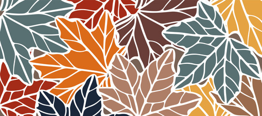 Autumn vector abstract design with maple leaves.
