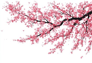 Obraz premium Pink cherry blossoms on a branch against a white background