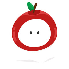 apple. red apple. apple cut in half. sliced ​​apple. unny fruit. cute charactor fruit. charactor of fruit. apple. vector fruit. ghost. cute ghost.
