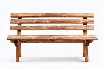 Fototapeta premium Wooden park bench against white background