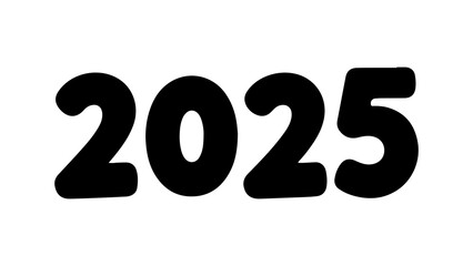 Bold black number 2025 isolated on a white background.