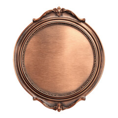 Classic Round Copper Frame with Ornate Detail and Wooden Finish