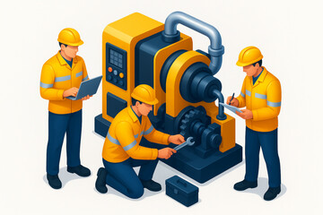 Semi-Realistic Gradient Vector of Engineers Fixing Industrial Machine