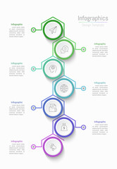 Infographic 7 options design elements for your business data. Vector Illustration.