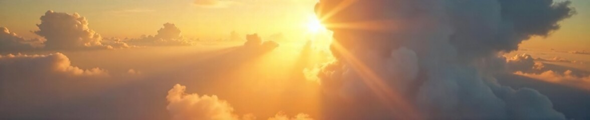 Mesmerizing Sunbeams Dance Through Clouds, Illuminating a Sun-Drenched Landscape Perfect for Nature, Weather, and Seasonal Designs