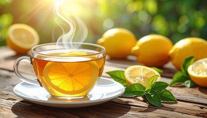 Refreshing Lemon Tea on Sunny Day