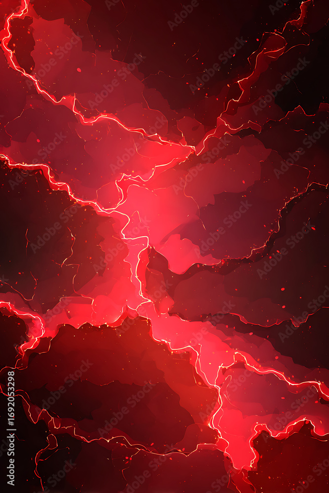 Aufkleber abstract red lightning pattern with dark background, creating a dramatic and intense visual effect