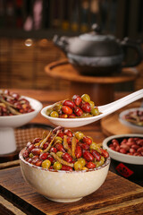 Five Spice Fried Peanuts Rice Mix with Cloves Traditional Chinese Snack Food Bowl