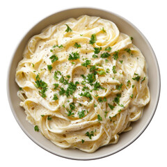 Creamy Fettuccine Alfredo with Fresh Parsley Garnish on Plate