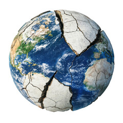 Cracked Earth Globe Depicting Environmental Crisis and Sustainability Issues