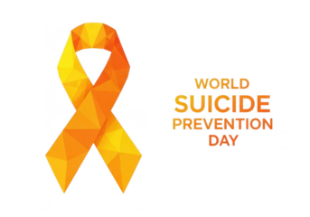 An orange ribbon symbolizes world suicide prevention day isolated on transparent background