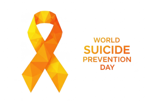 An orange ribbon symbolizes world suicide prevention day isolated on transparent background
