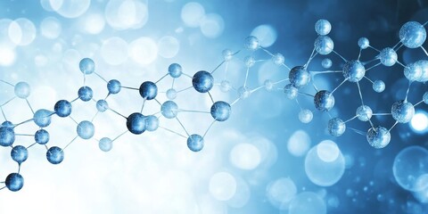 Abstract Molecule Bonding Medical Banner, Innovative Technology Visualization of Atoms Network