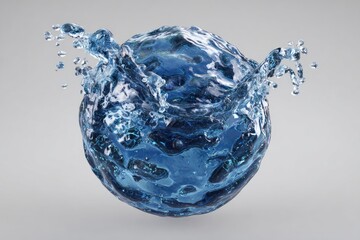 Sphere of blue liquid with splash