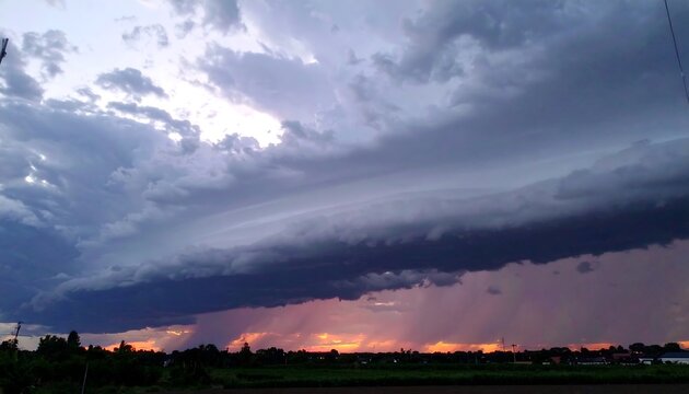 Dramatic storm clouds over a landscape