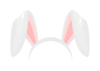 Rabbit ears realistic vector illustrations. Bunny ears kid headband, mask. Hare costume pink cartoon element. Photo editor, booth, video chat app color isolated cliparts