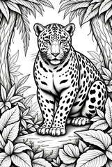 Obraz premium Illustration for coloring for kids, jaguar