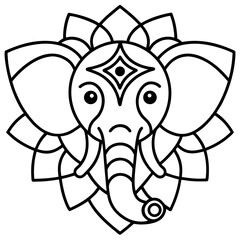 Intricate Elephant Mandala Outline Illustration