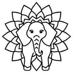 Intricate Elephant Mandala Outline Illustration