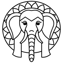Intricate Elephant Mandala Outline Illustration