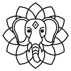Intricate Elephant Mandala Outline Illustration