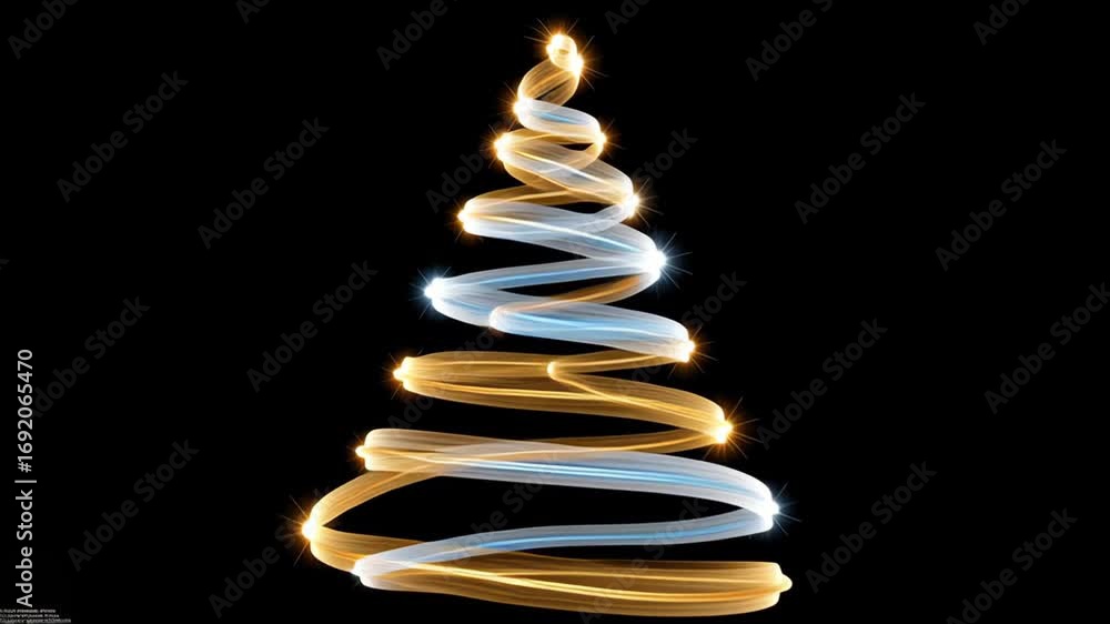 Poster light trails forming a vibrant spiral christmas tree shape, showcasing a dynamic progression of colo