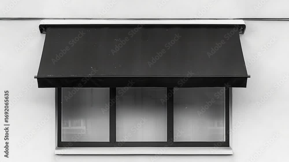 Aufkleber a close-up shot of a window with a black awning, perfect for use in design or editorial contexts