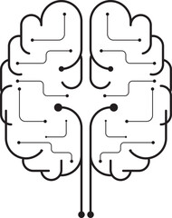 Circuit model human brain design. Human brain shape technology design with circuits.