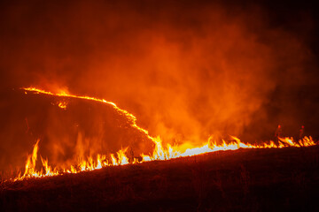 Nighttime dry vegetation fire