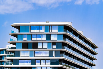 Abstract Perspective of Modern Glass Architecture with Clear Lines and Open Sky